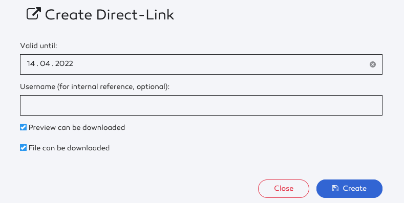 Direct-Link dialog.
