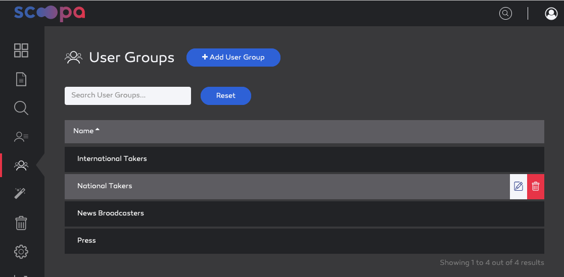 User Groups search input field.